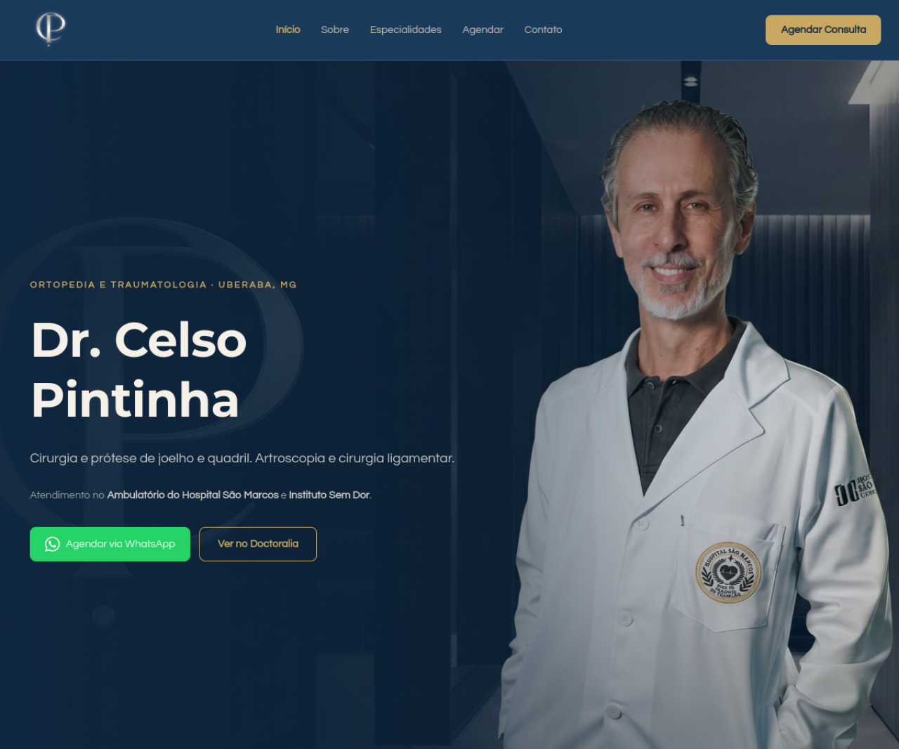 Site do Dr. Celso Pintinha, ortopedista em Uberaba